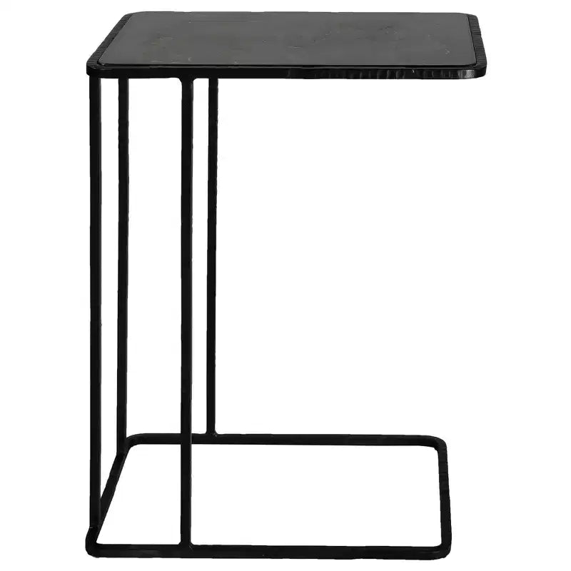 Table d'appoint rectangulaire en pierre bleue noire de 45,7 cm de large