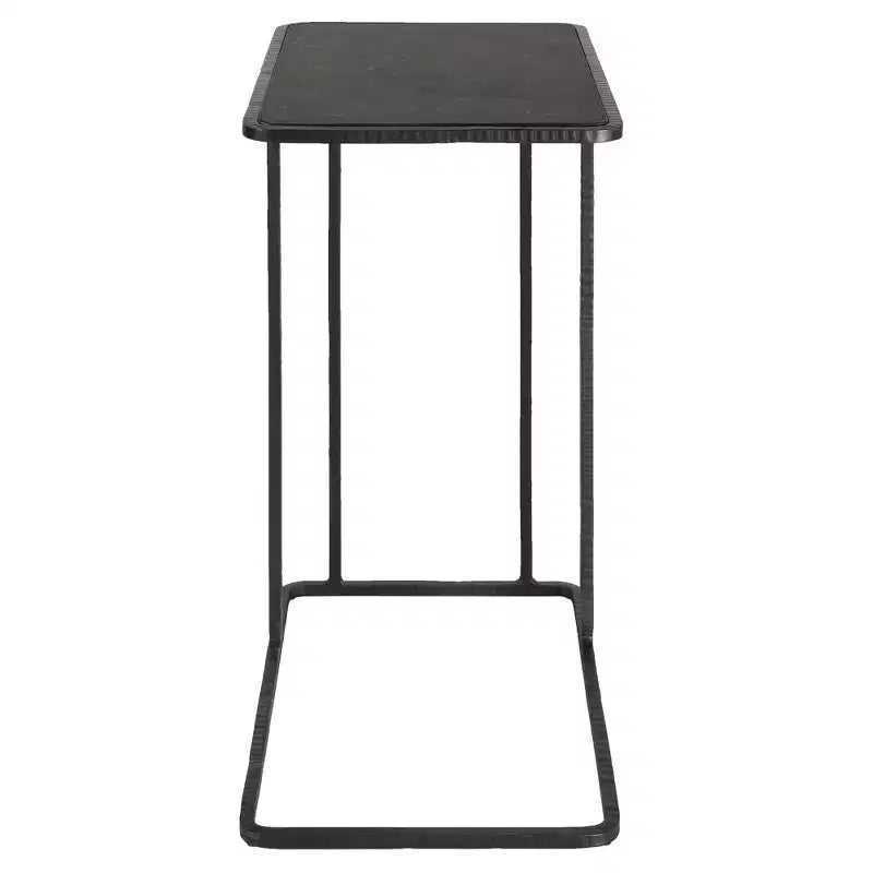 Table d'appoint rectangulaire en pierre bleue noire de 45,7 cm de large