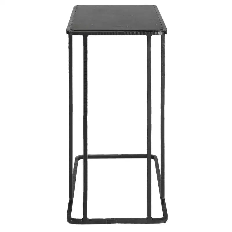 Table d'appoint rectangulaire en pierre bleue noire de 45,7 cm de large