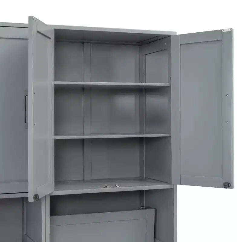 Lit escamotable mural simple avec placard, tiroirs et bureau