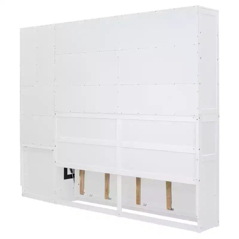 Lit escamotable mural simple avec placard, tiroirs et bureau