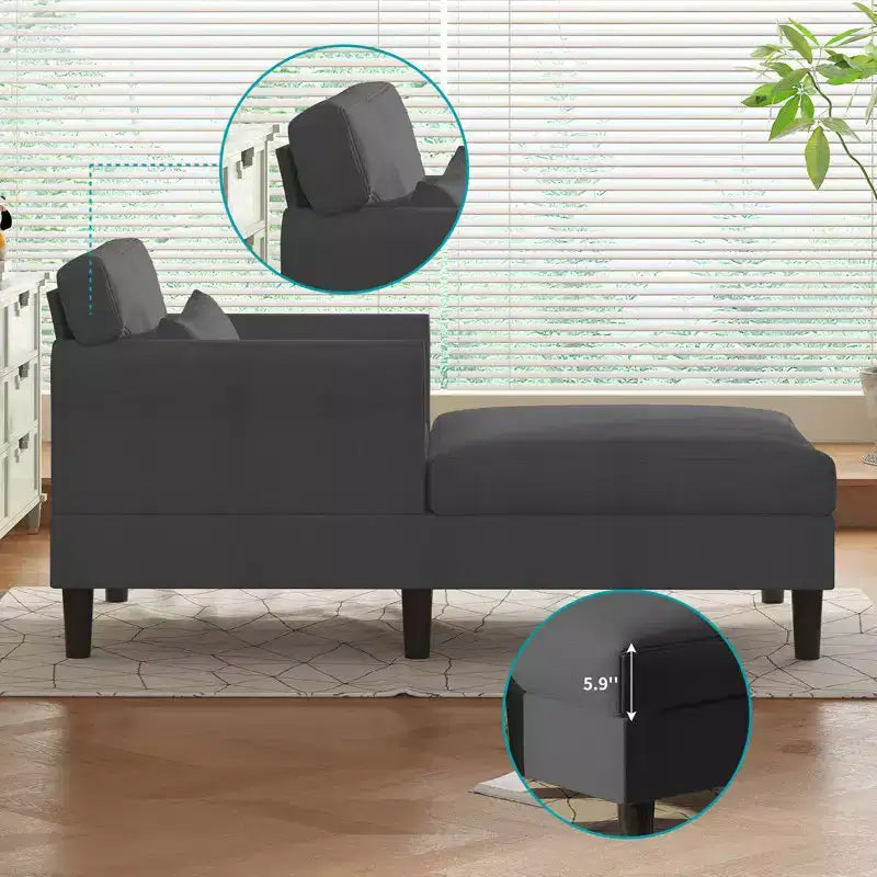 Canapé-chaise longue en velours glacé de 37''