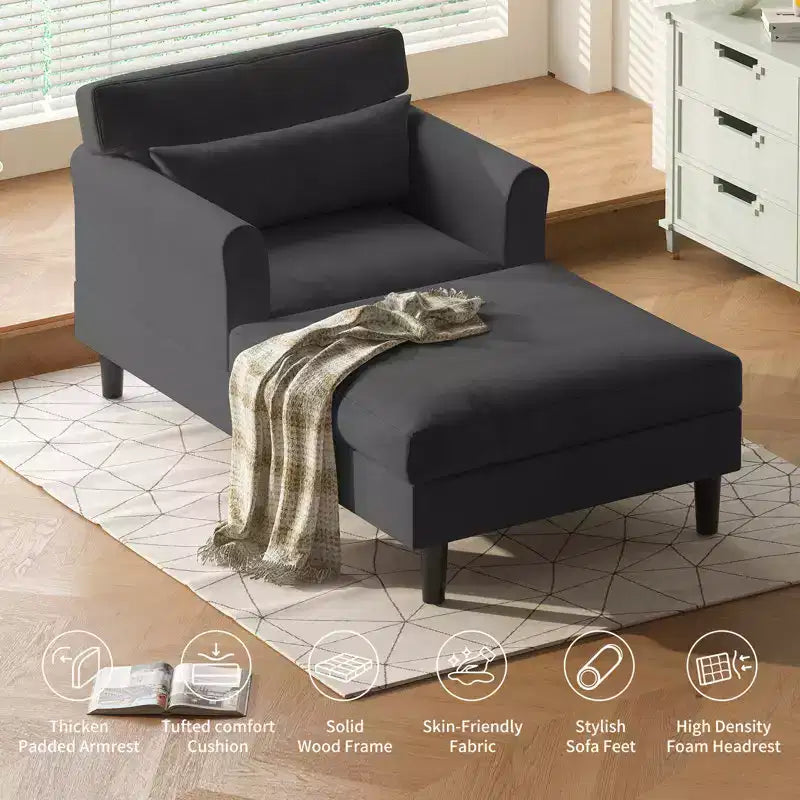 Canapé-chaise longue en velours glacé de 37''
