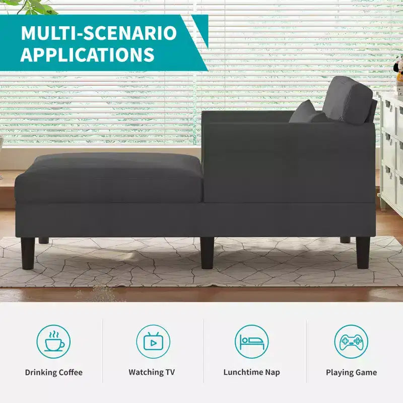 Canapé-chaise longue en velours glacé de 37''