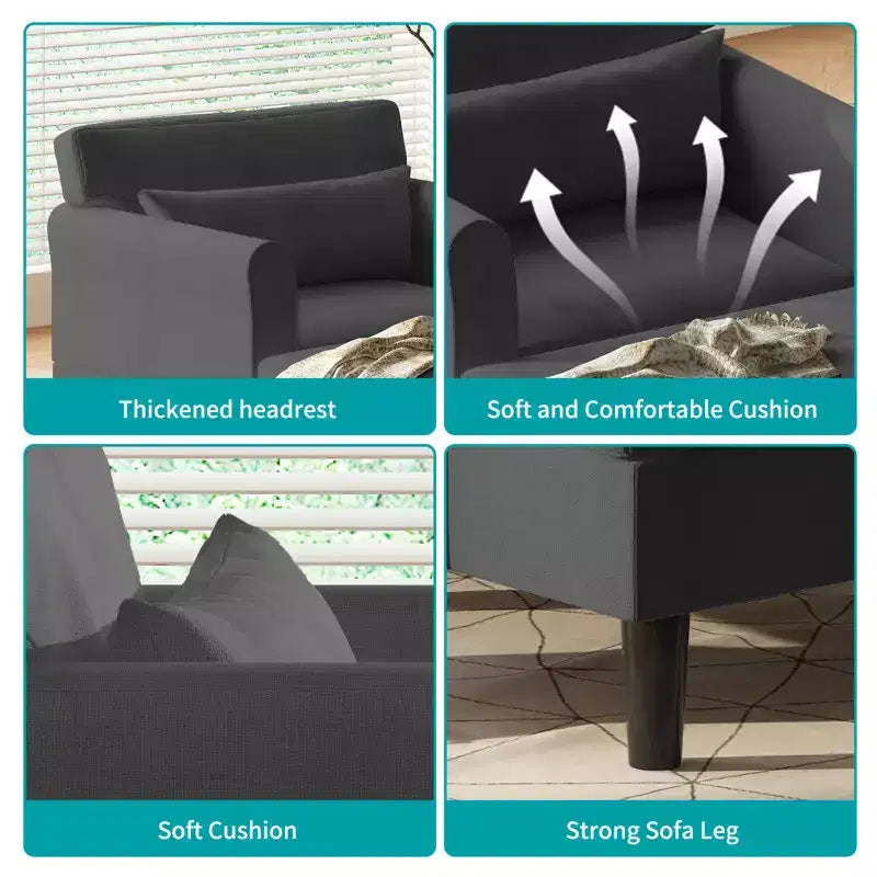 Canapé-chaise longue en velours glacé de 37''