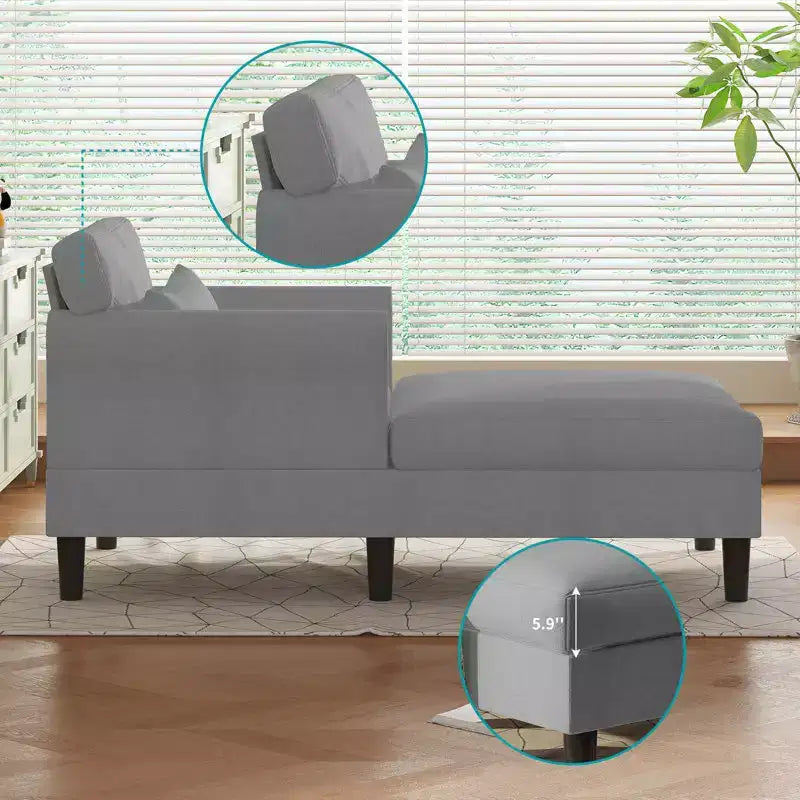 Canapé-chaise longue en velours glacé de 37''