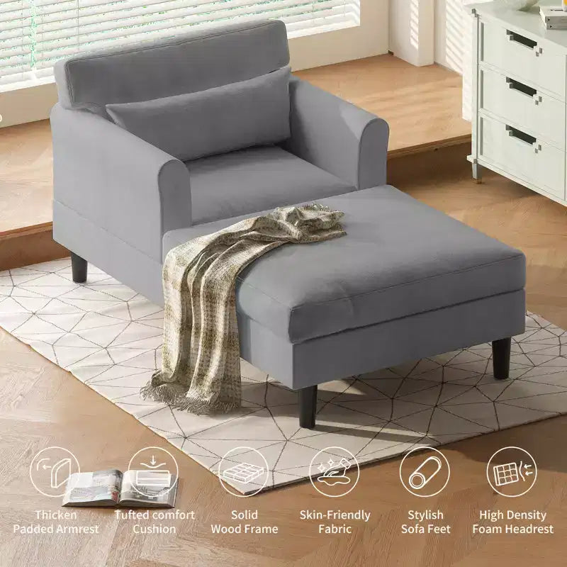 Canapé-chaise longue en velours glacé de 37''