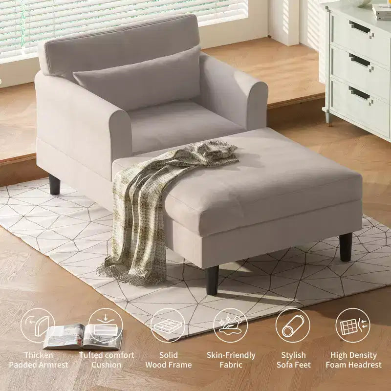 Canapé-chaise longue en velours glacé de 37''