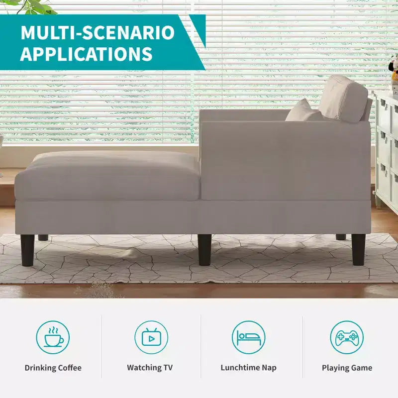 Canapé-chaise longue en velours glacé de 37''