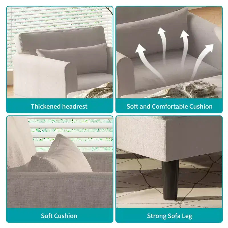 Canapé-chaise longue en velours glacé de 37''