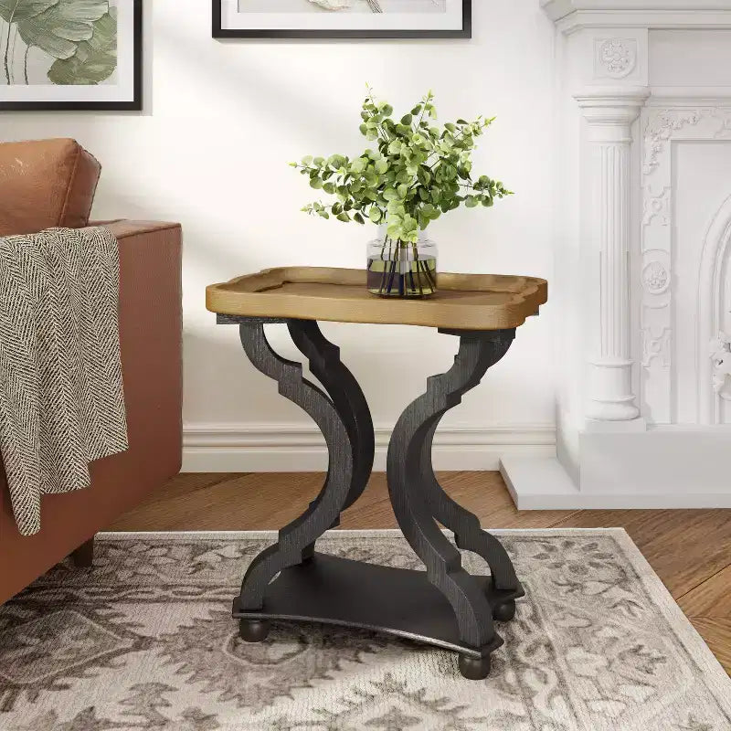 Table d'appoint vintage en bois en forme de sablier