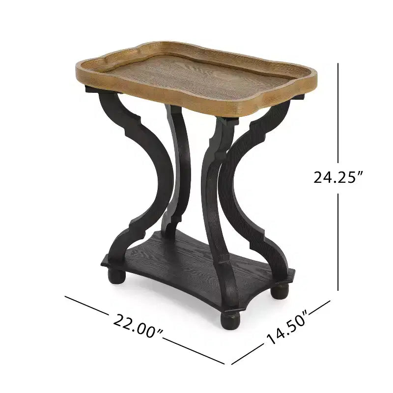 Table d'appoint vintage en bois en forme de sablier