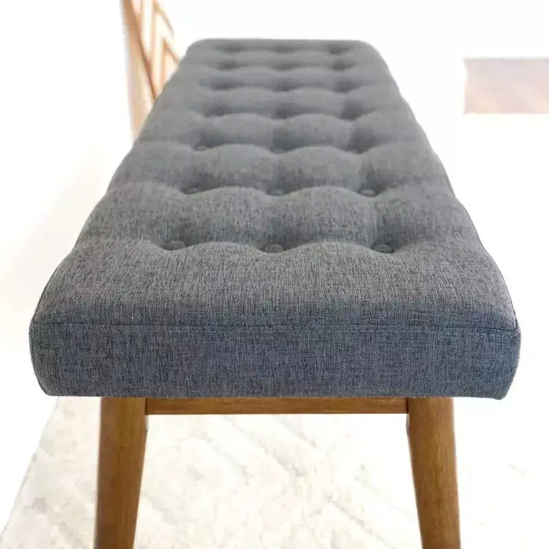 Banc moderne en bois massif rembourré de tissu touffeté de 43 pouces