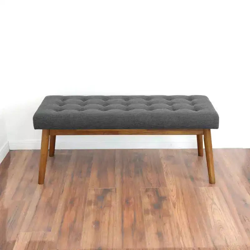 Banc moderne en bois massif rembourré de tissu touffeté de 43 pouces