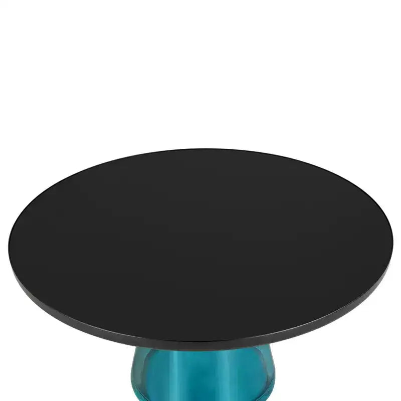 Table basse moderne en verre - Table basse ronde avec rebord noir et cadre métallique robuste pour le salon et le séjour
