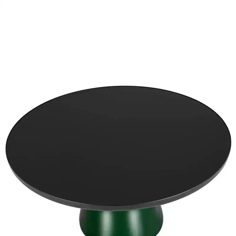 Table basse moderne en verre - Table basse ronde avec rebord noir et cadre métallique robuste pour le salon et le séjour
