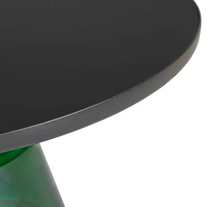 Table basse moderne en verre - Table basse ronde avec rebord noir et cadre métallique robuste pour le salon et le séjour