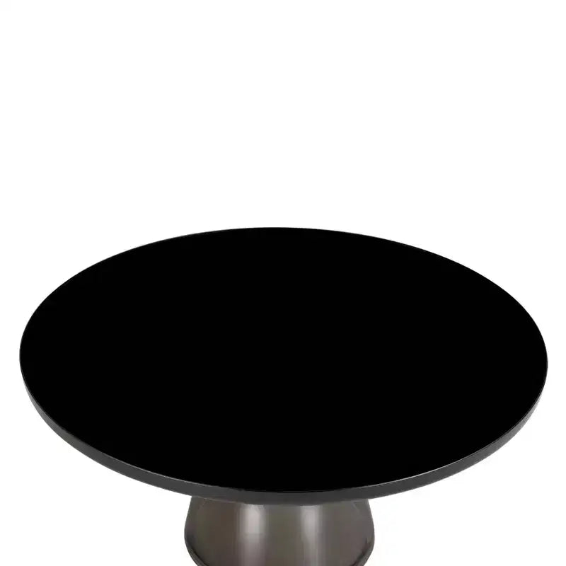 Table basse moderne en verre - Table basse ronde avec rebord noir et cadre métallique robuste pour le salon et le séjour