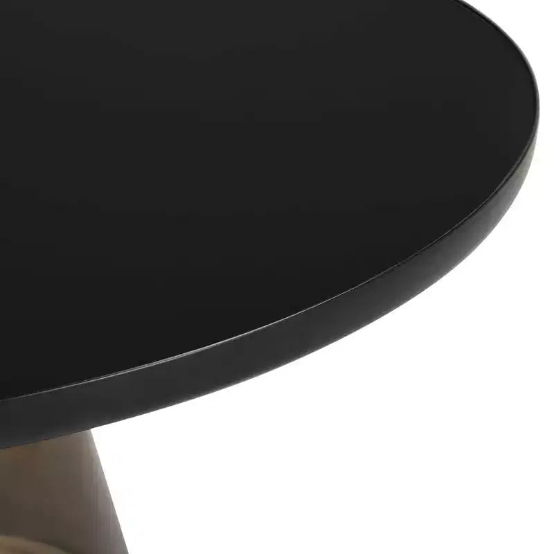 Table basse moderne en verre - Table basse ronde avec rebord noir et cadre métallique robuste pour le salon et le séjour
