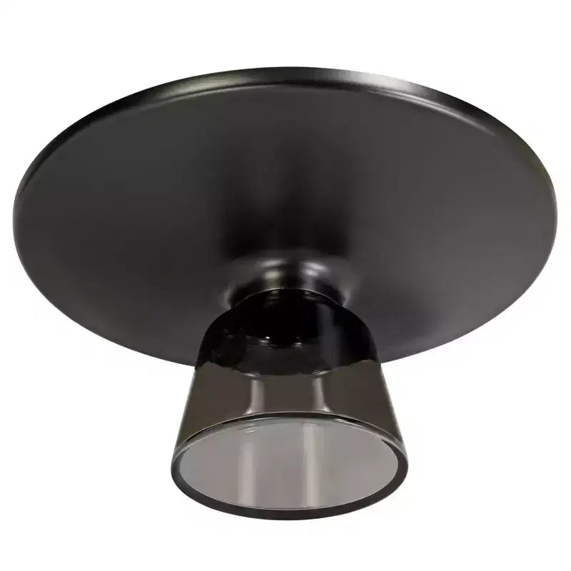 Table basse moderne en verre - Table basse ronde avec rebord noir et cadre métallique robuste pour le salon et le séjour