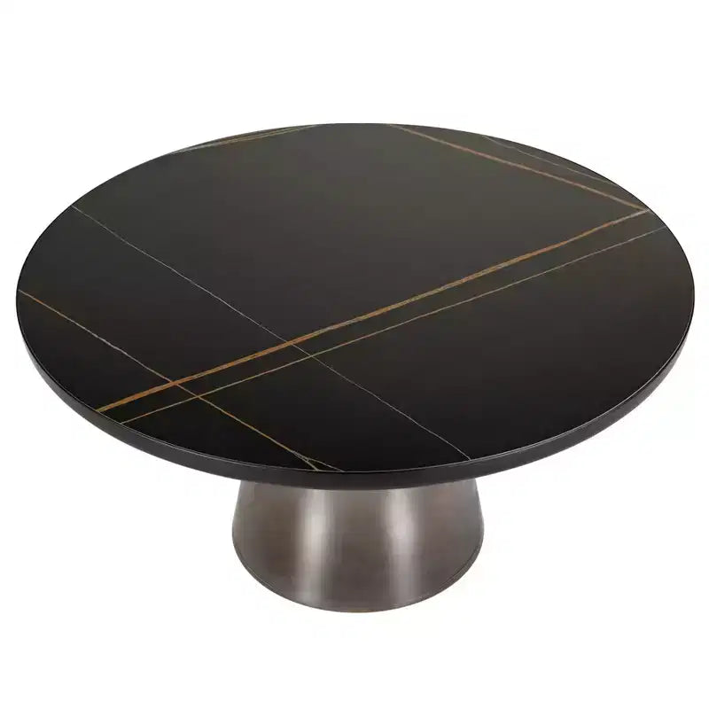 Table basse moderne en verre - Table basse ronde avec rebord noir et cadre métallique robuste pour le salon et le séjour