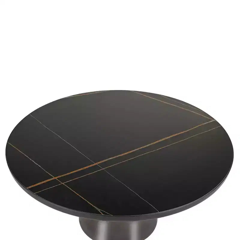 Table basse moderne en verre - Table basse ronde avec rebord noir et cadre métallique robuste pour le salon et le séjour