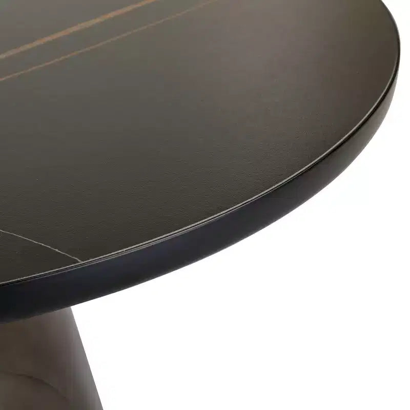 Table basse moderne en verre - Table basse ronde avec rebord noir et cadre métallique robuste pour le salon et le séjour