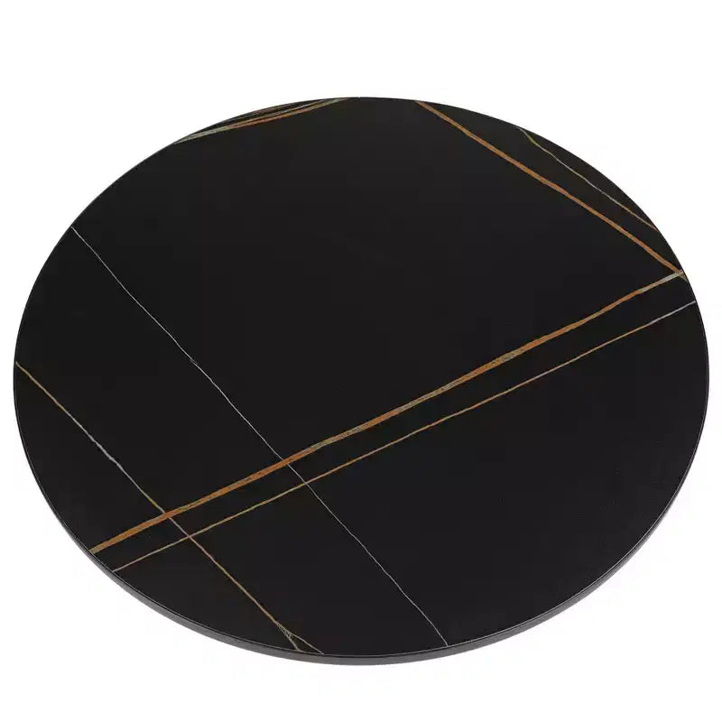 Table basse moderne en verre - Table basse ronde avec rebord noir et cadre métallique robuste pour le salon et le séjour