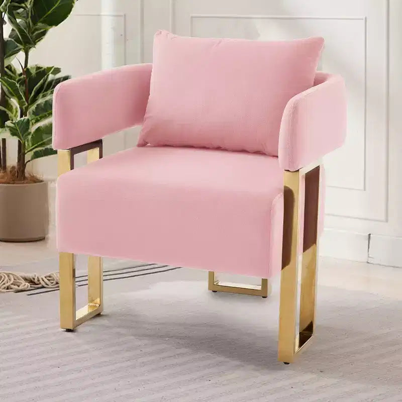 Chaises d'appoint modernes rembourrées avec pieds en métal doré, chaises d'appoint souples rembourrées pour salon, chambre ou dressing.