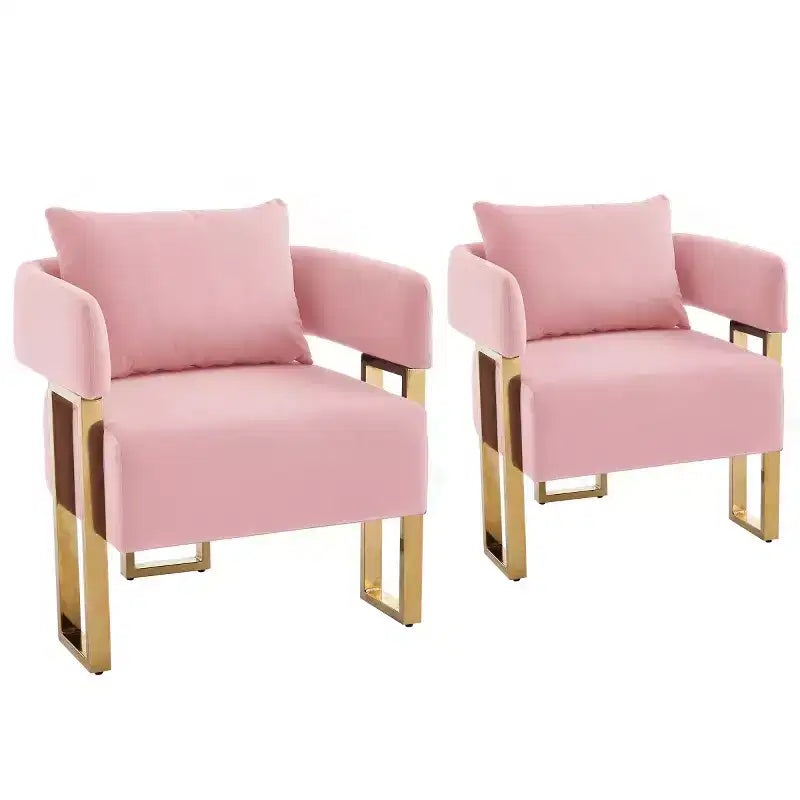 Chaises d'appoint modernes rembourrées avec pieds en métal doré, chaises d'appoint souples rembourrées pour salon, chambre ou dressing.