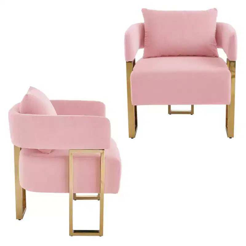 Chaises d'appoint modernes rembourrées avec pieds en métal doré, chaises d'appoint souples rembourrées pour salon, chambre ou dressing.