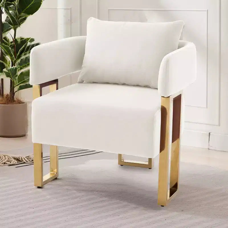 Chaises d'appoint modernes rembourrées avec pieds en métal doré, chaises d'appoint souples rembourrées pour salon, chambre ou dressing.