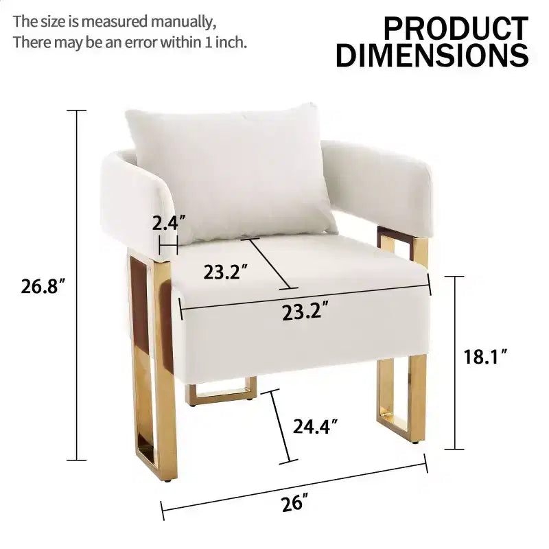 Chaises d'appoint modernes rembourrées avec pieds en métal doré, chaises d'appoint souples rembourrées pour salon, chambre ou dressing.