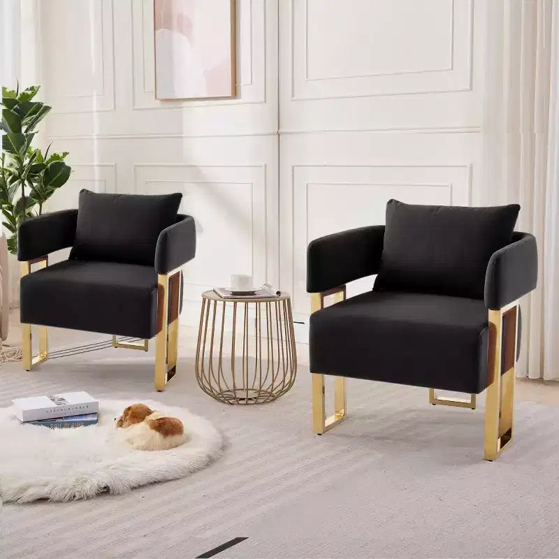 Chaises d'appoint modernes rembourrées avec pieds en métal doré, chaises d'appoint souples rembourrées pour salon, chambre ou dressing.