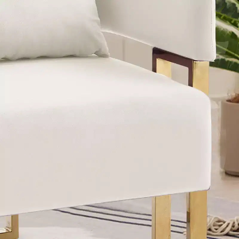 Chaises d'appoint modernes rembourrées avec pieds en métal doré, chaises d'appoint souples rembourrées pour salon, chambre ou dressing.