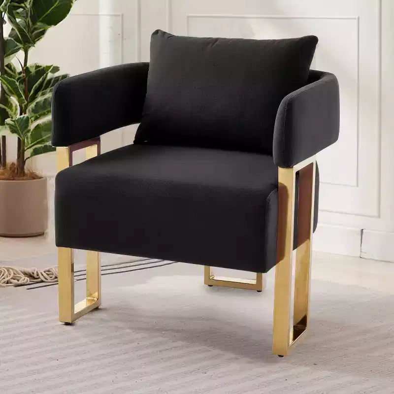 Chaises d'appoint modernes rembourrées avec pieds en métal doré, chaises d'appoint souples rembourrées pour salon, chambre ou dressing.