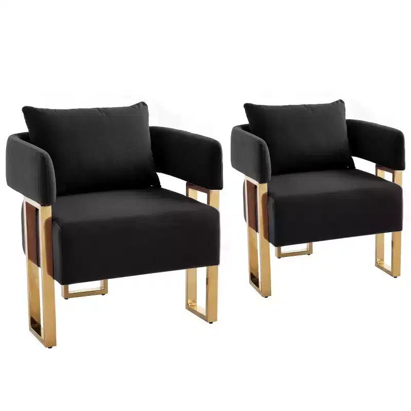 Chaises d'appoint modernes rembourrées avec pieds en métal doré, chaises d'appoint souples rembourrées pour salon, chambre ou dressing.