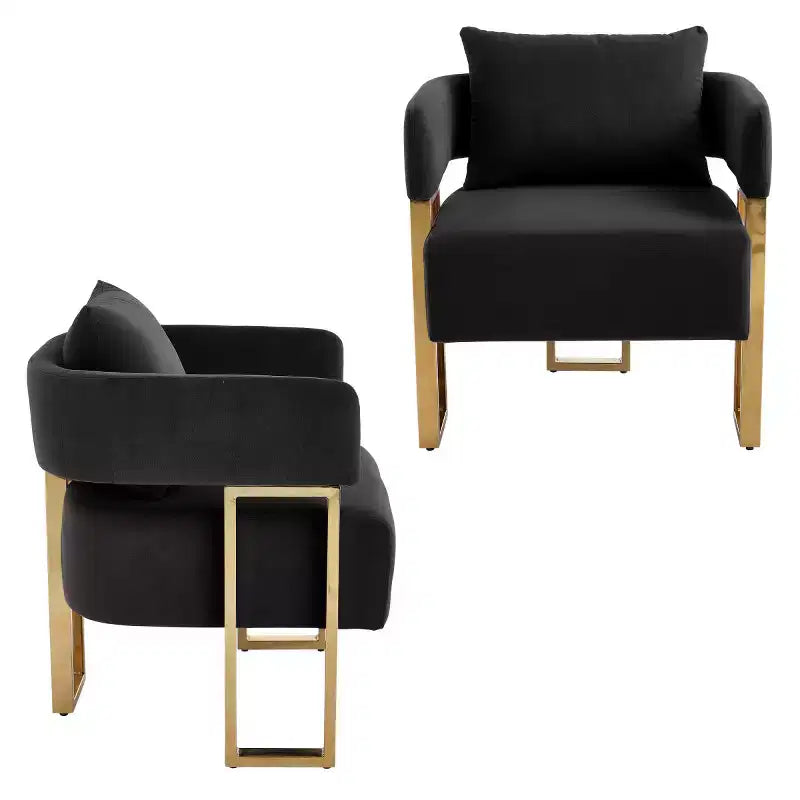 Chaises d'appoint modernes rembourrées avec pieds en métal doré, chaises d'appoint souples rembourrées pour salon, chambre ou dressing.