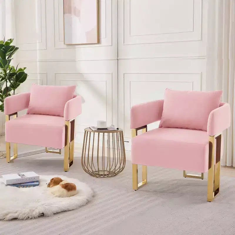 Chaises d'appoint modernes rembourrées avec pieds en métal doré, chaises d'appoint souples rembourrées pour salon, chambre ou dressing.