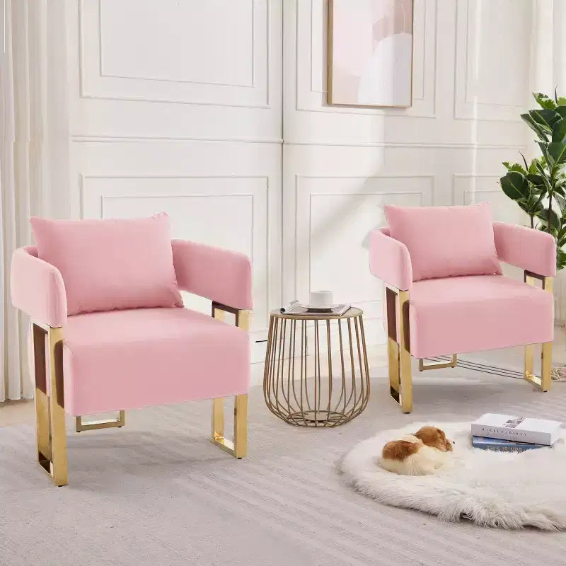 Chaises d'appoint modernes rembourrées avec pieds en métal doré, chaises d'appoint souples rembourrées pour salon, chambre ou dressing.