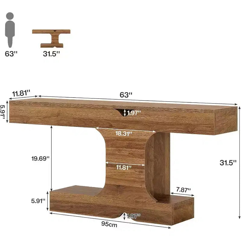 Console moderne, table de canapé de 160 cm de long derrière le canapé, table d'entrée en bois pour couloir, entrée,, salon, noyer