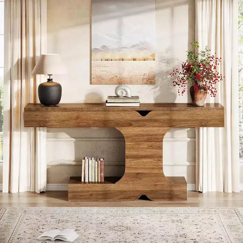 Console moderne, table de canapé de 160 cm de long derrière le canapé, table d'entrée en bois pour couloir, entrée,, salon, noyer