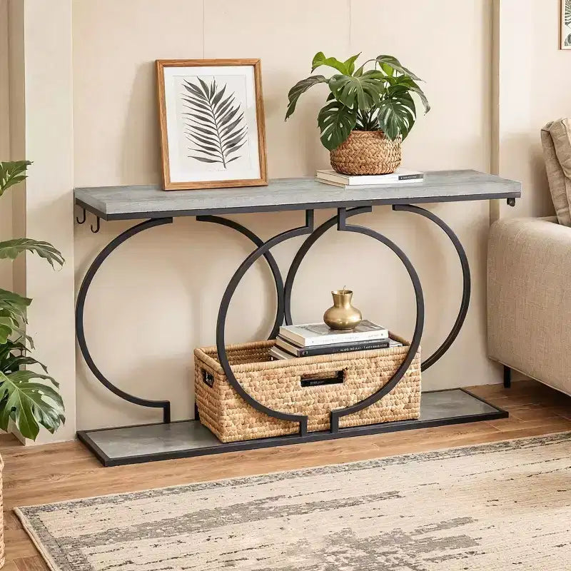 Console de 55,1 po avec crochets, grise