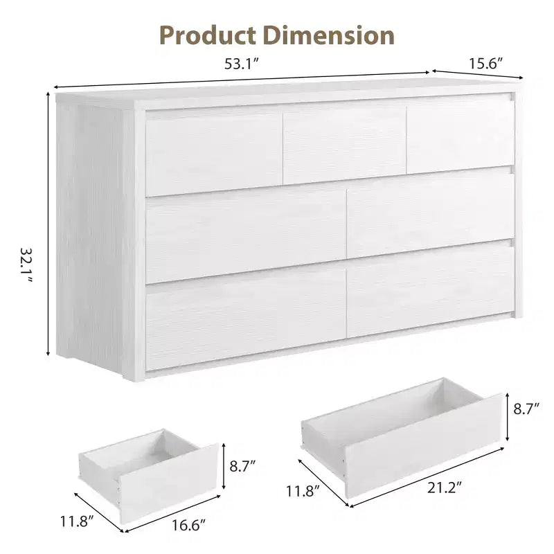 Commode à 7 tiroirs pour chambre à coucher, Grande commode en bois moderne avec grand espace de rangement, Organisateur de commode en bois pour salon, couloir, entrée