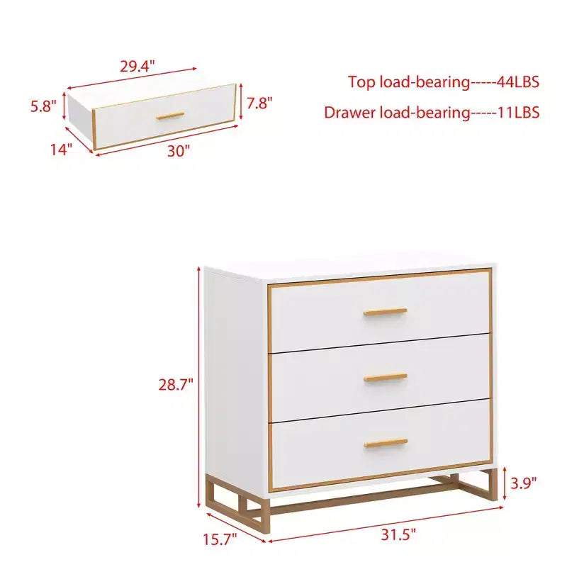 Table de chevet moderne noire/blanche et or, cadre métallique ouvert, 3 tiroirs de rangement pour chambre à coucher, table d'appoint de salon