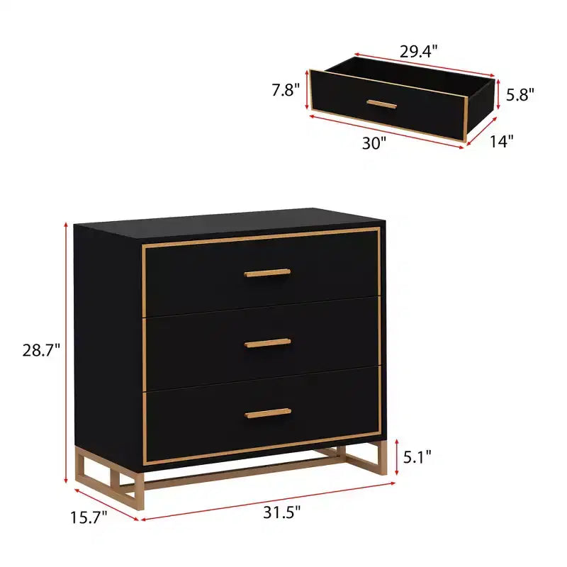 Table de chevet moderne noire/blanche et or, cadre métallique ouvert, 3 tiroirs de rangement pour chambre à coucher, table d'appoint de salon