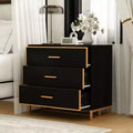 Table de chevet moderne noire/blanche et or, cadre métallique ouvert, 3 tiroirs de rangement pour chambre à coucher, table d'appoint de salon