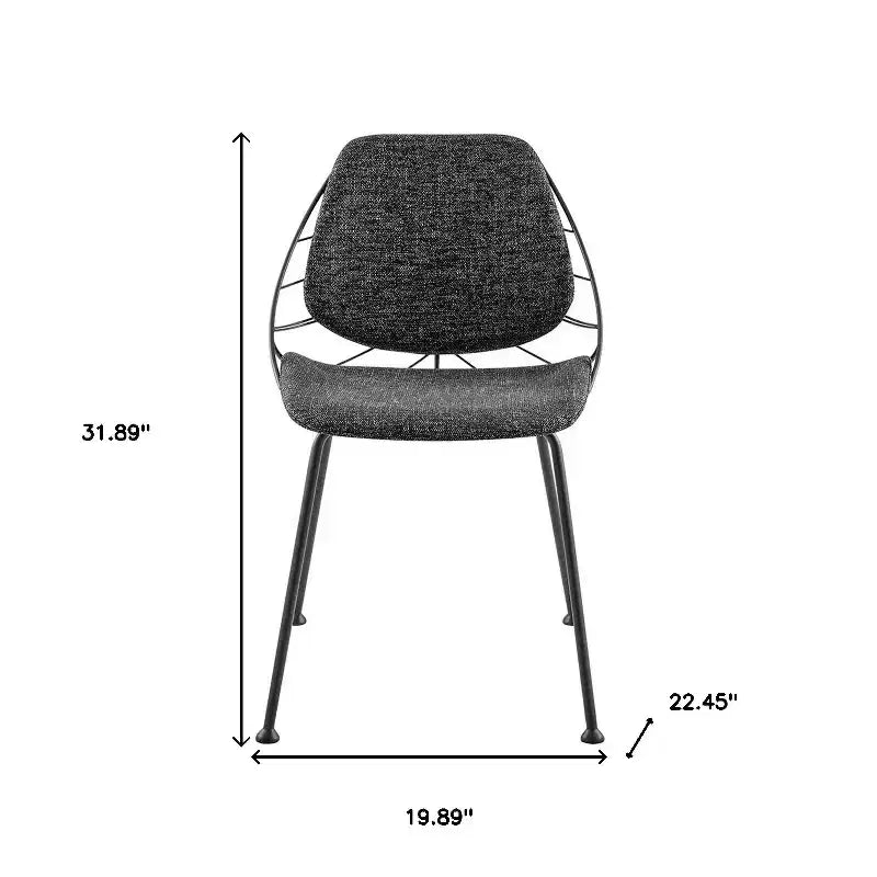 Lot de deux chaises de salle à manger en tissu noir rembourré