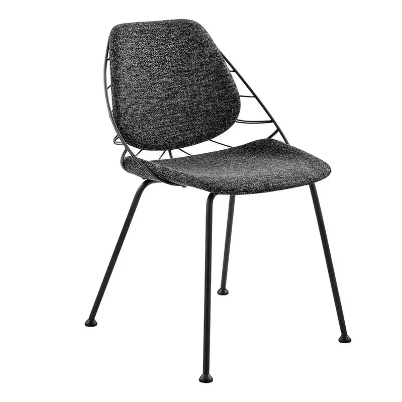 Lot de deux chaises de salle à manger en tissu noir rembourré