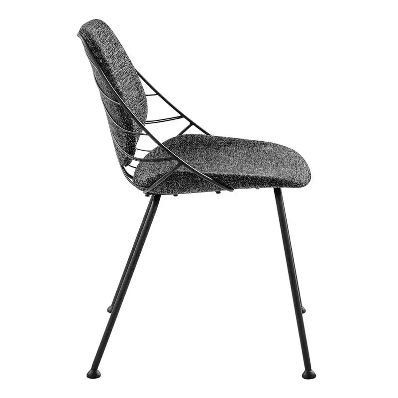 Lot de deux chaises de salle à manger en tissu noir rembourré